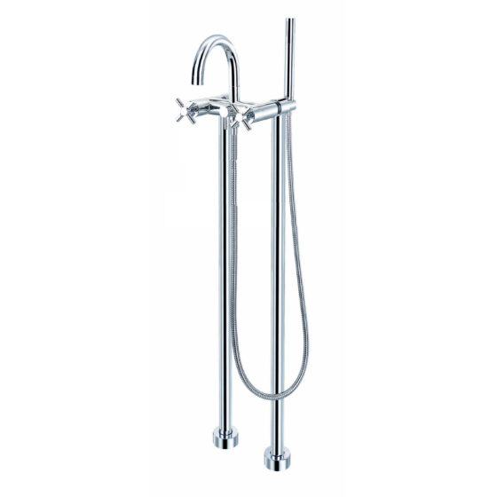 Chrome freestanding faucet with 2 handles