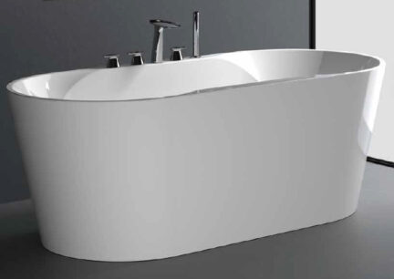 59" Acrylic oval modern tub-White Drain with deck