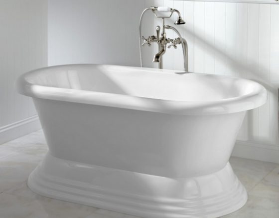 60" dual acrylic tub with pedestal