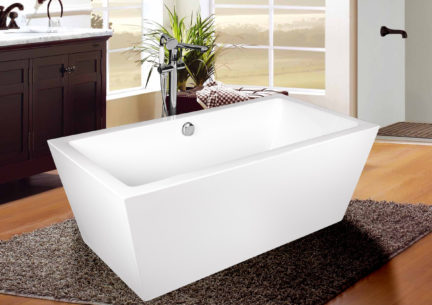 63″ dual modern rectangular acrylic tub