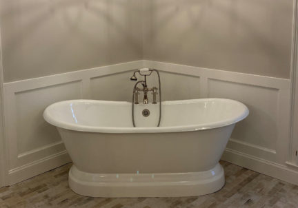71" cast iron double slipper tub with pedestal
