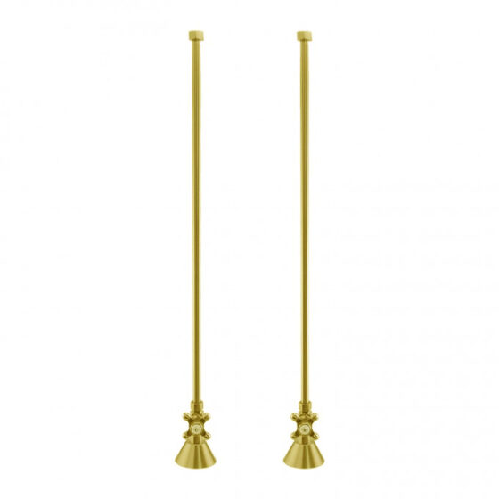 Satin Brass supply lines for deck mount faucets