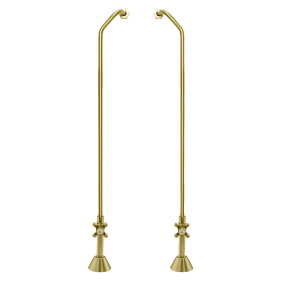 Satin Brass supply lines for faucet mount on tub walls