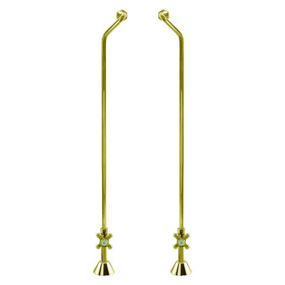 Polished Brass supply lines for faucet mount on tub walls