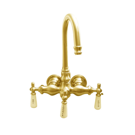 wall mount goose neck faucet - Satin Brass