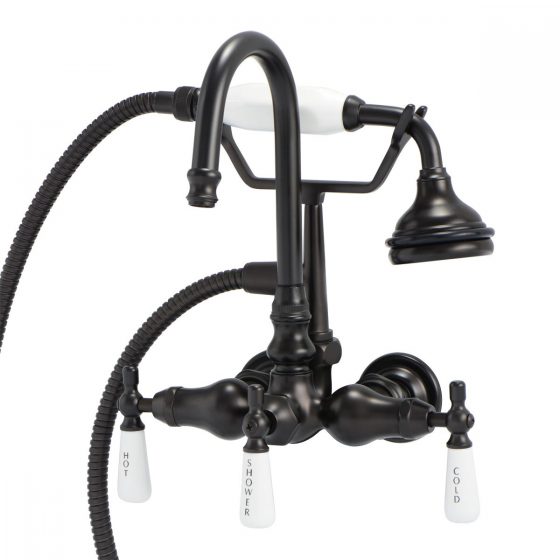 Wall mount faucet with goose neck and hand shower - Oil Rubbed Bronze