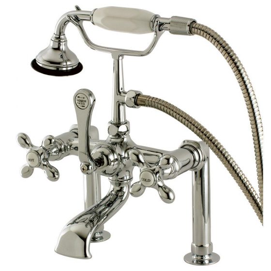 RS-46045 6" riser deck mount faucet - polished brass