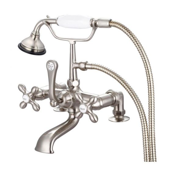 RS-46134 - deck mount British telephone faucet with 2″ riser - Brushed Nickel