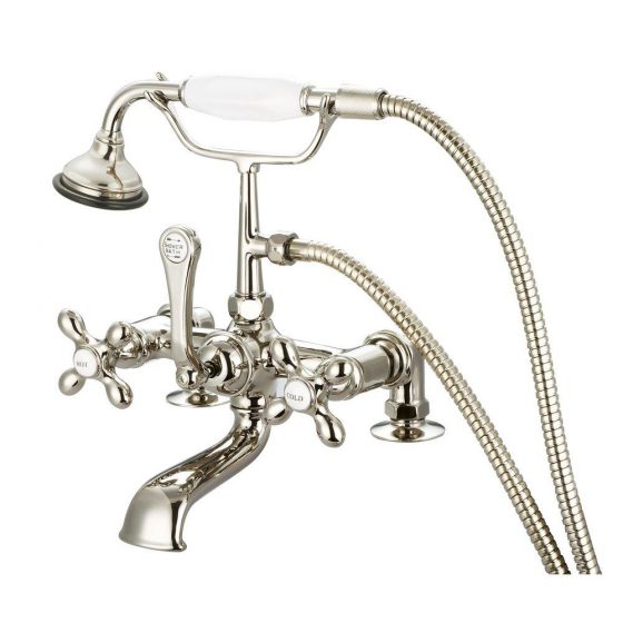 RS-46135 - deck mount British telephone faucet with 2″ riser - Polished Nickel
