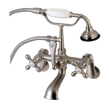 Wall mount British telephone faucet with swing arm - brushed nickel