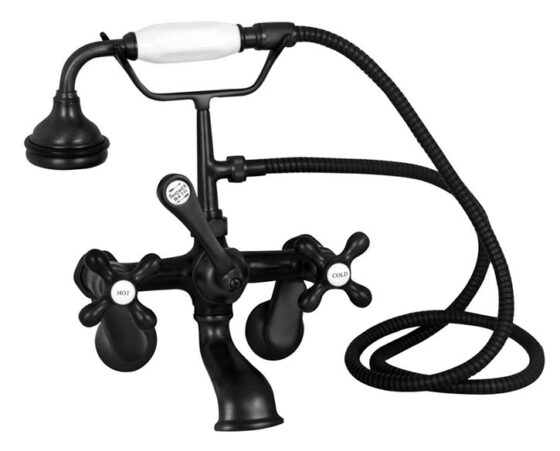 Wall mount British telephone faucet with swim arm - Matte Black