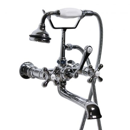 wall mount British telephone faucet with 6″ wall extension - Chrome