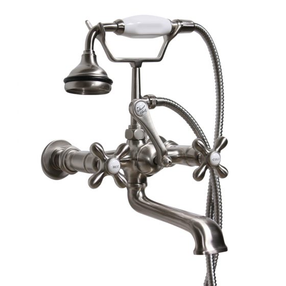 wall mount British telephone faucet with 6″ wall extension - Brushed Nickel