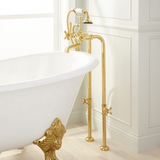 Polished Brass Freestanding British telephone faucet