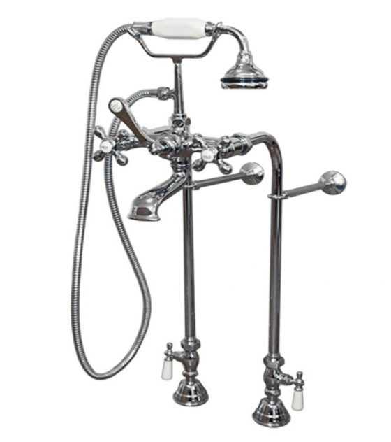 Free standing British telephone faucet with wall support- Chrome