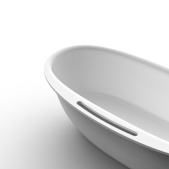 63" Oval solid surface bathtub with tower slot - Matt Finish